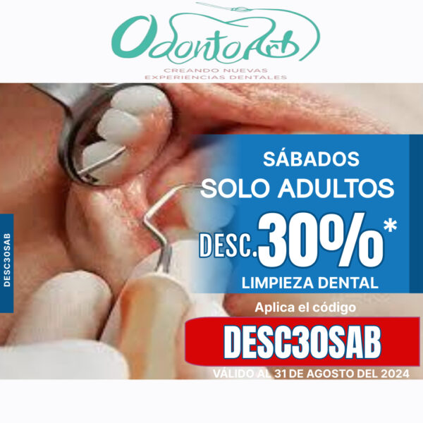 Sábados 30%  De Descuento Adultos Limpieza Dental